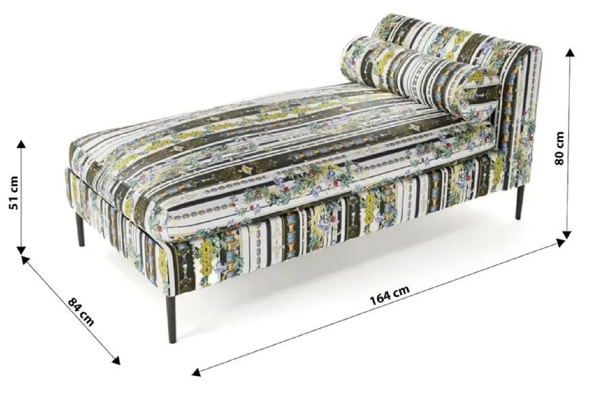 Luxury chaise longue with stripes multicolored / black 84 x 164 x H. 80 cm - Living room lounge chair - Recamiere - Living room furniture - Luxury furniture