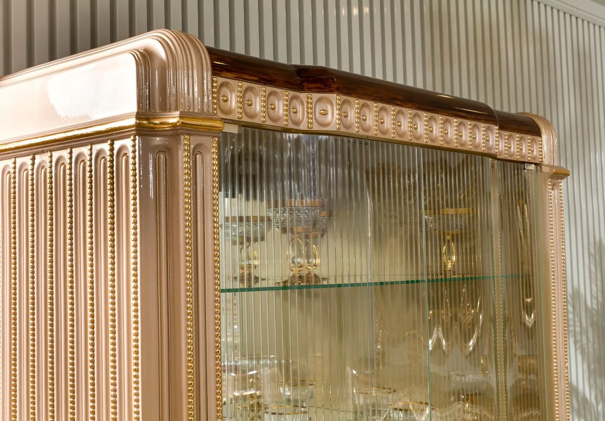 Luxury baroque display cabinet gray / dark brown / gold 135 x H. 187 cm - Baroque furniture