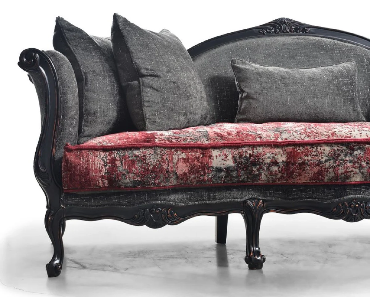 Luxury Baroque Sofa Gray / Red / Antique Black - Magnificent Baroque Style Living Room Sofa - Luxury Living Room Furniture in Baroque Style - Baroque Furniture - Noble & Magnificent
