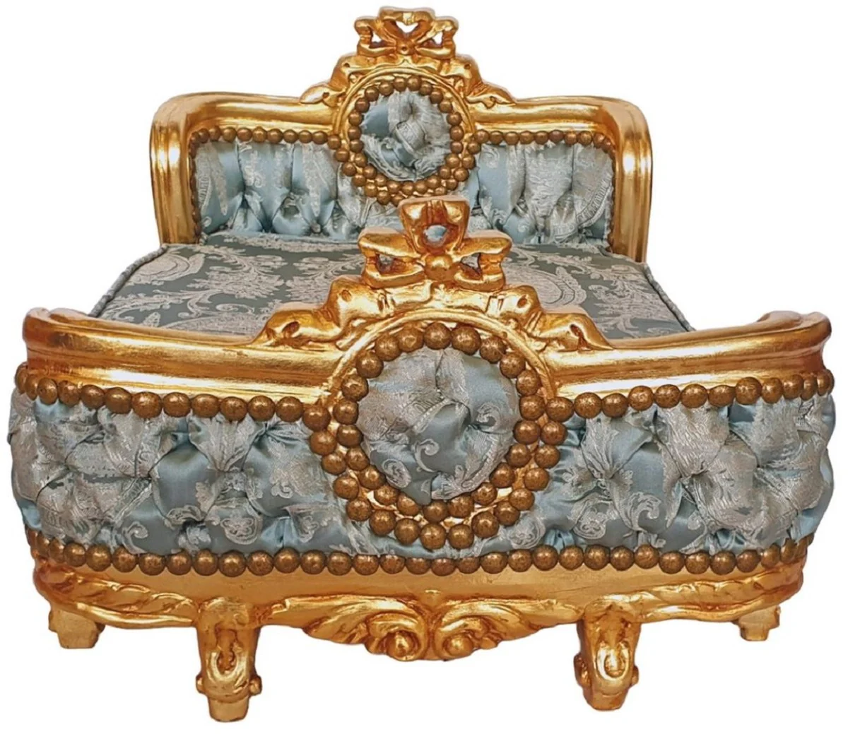 Baroque Dog Bed Green Pattern / Gold - Handmade Antique Style Dog Bed - Magnificent Dog Furniture in Baroque Style - Antique Style Animal Furniture - Baroque Animal Furniture