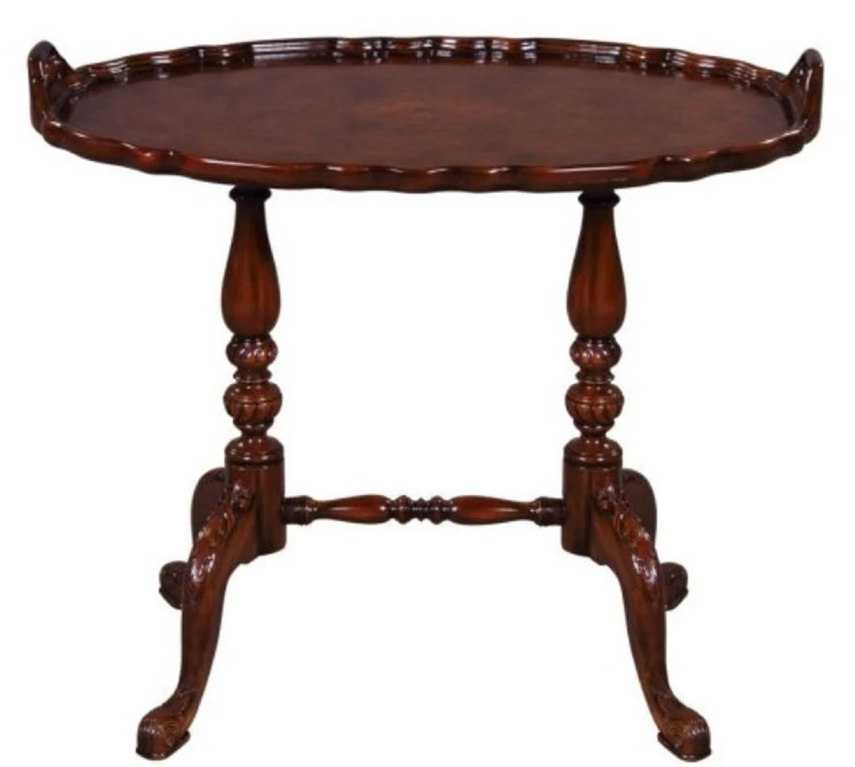 Luxury baroque tea table / side table with 2 carrying handles brown 66.5 x 44.5 x H. 55.2 cm - baroque furniture