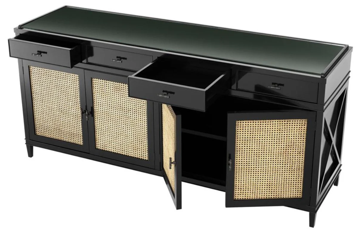 Luxury chest of drawers black / natural colors 200 x 56 x H. 92.5 cm - Limited Edition