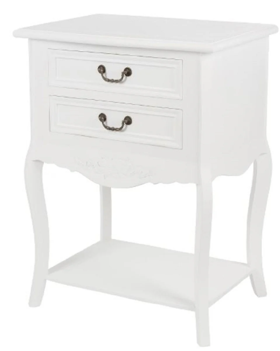 Country house style shabby chic side table with 2 drawers antique white 55 x 40 x H. 73 cm - country house style furniture