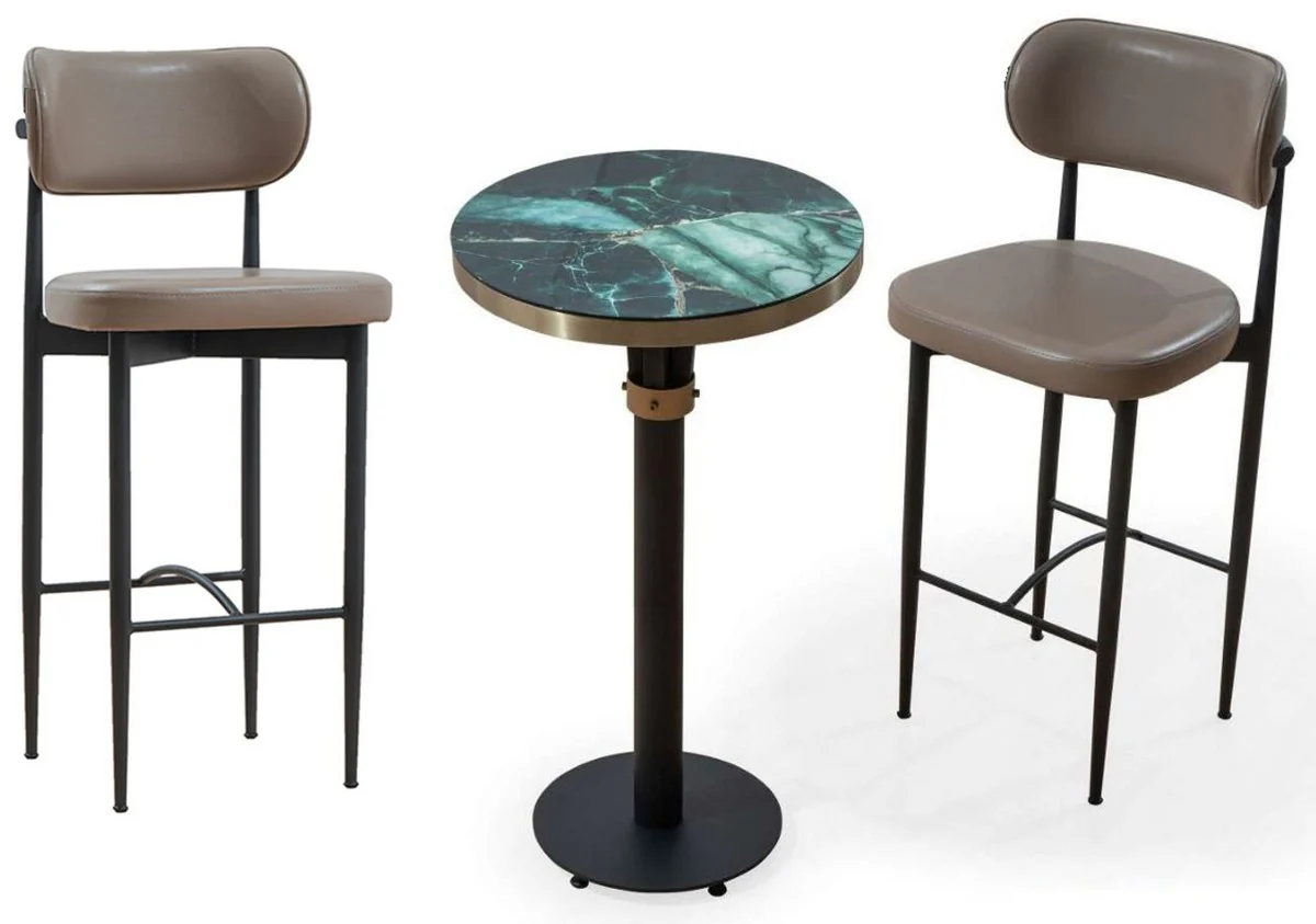 Luxury bar furniture set gray / black - 1 bar table & 2 bar chairs