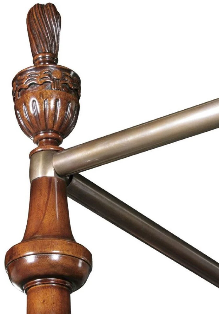 Luxury Baroque Double Bed Dark Brown - Handcrafted Solid Wood Bed - Bedroom Furniture in Baroque Style - Noble & Magnificent