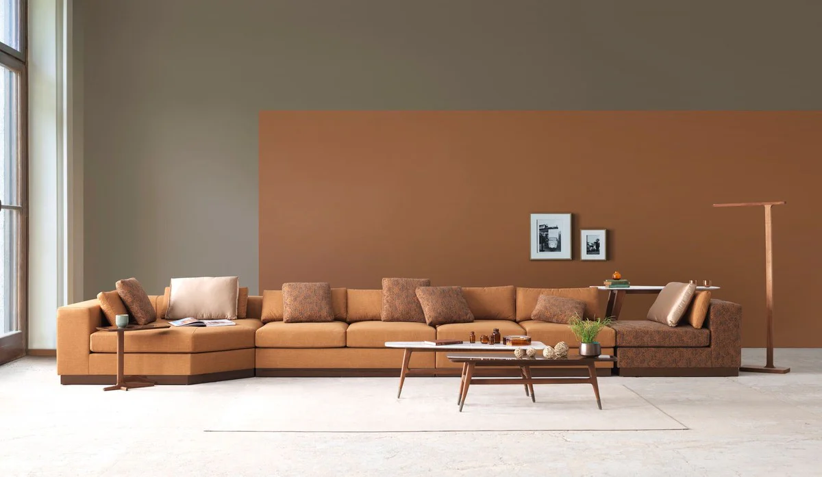 Luxury corner sofa light brown / brown / dark brown 450 x 225 x H. 73 cm - living room sofa - living room furniture - luxury furniture - luxury living room furnishings