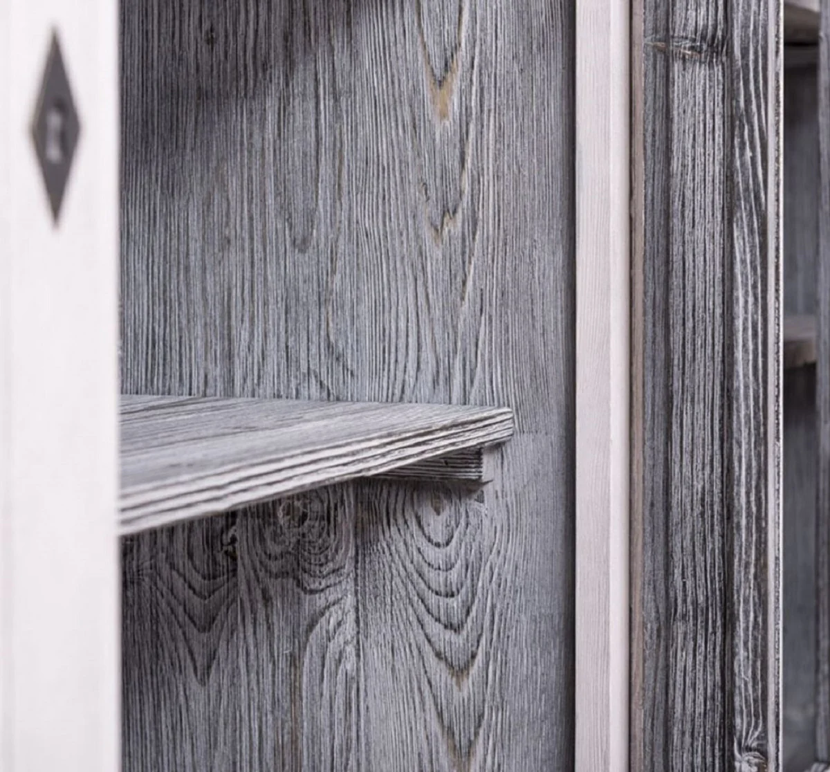 Country house style dining room cabinet light gray / gray 230 x 45 x H. 200 cm - solid wood kitchen cabinet - dining room furniture in country house style - country house style dining room furnishings