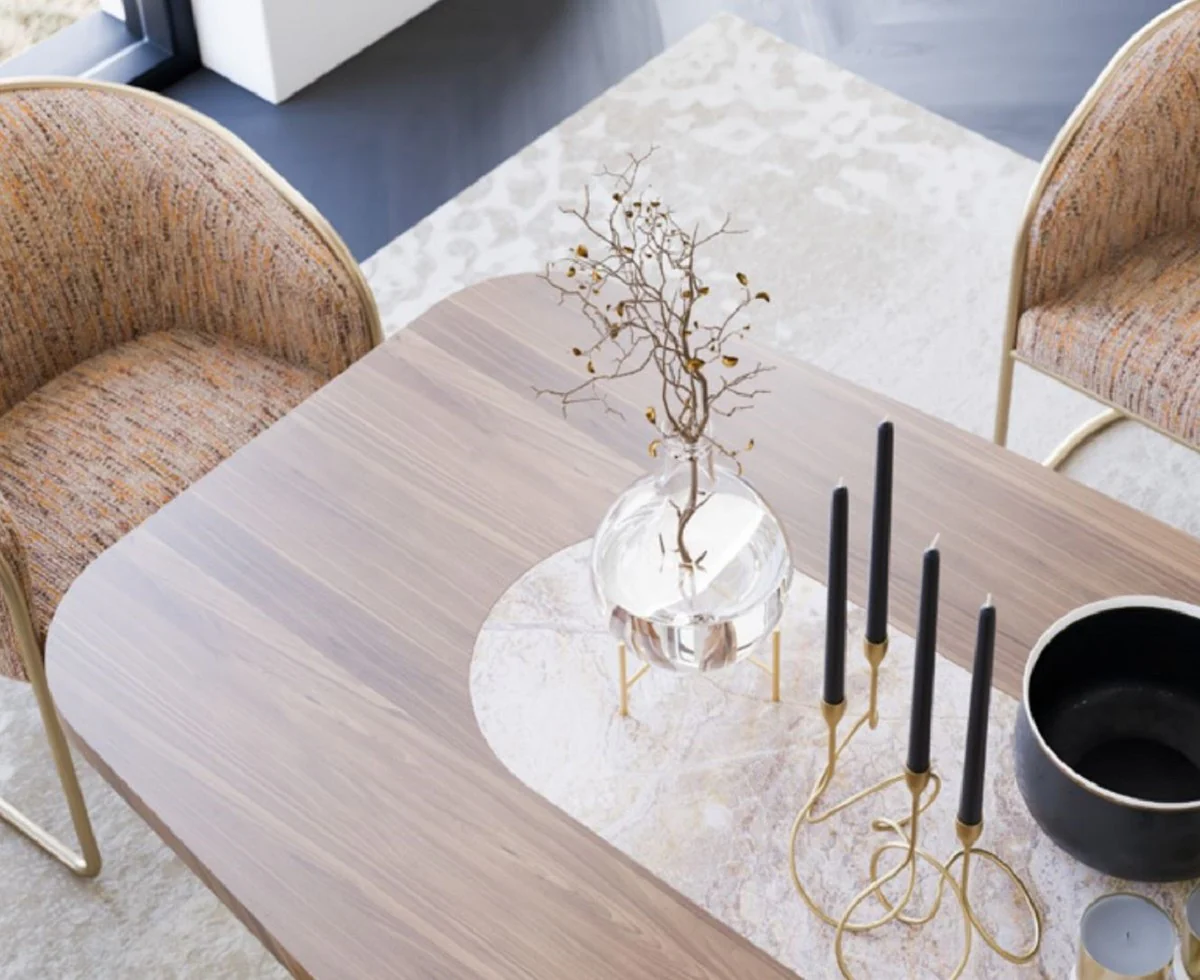 Luxury dining room chair set of 8 gray / orange / brass 60 x 63 x H. 82 cm - Dining room furniture - Restaurant furniture - Hotel furniture - Luxury furniture - Luxury collection