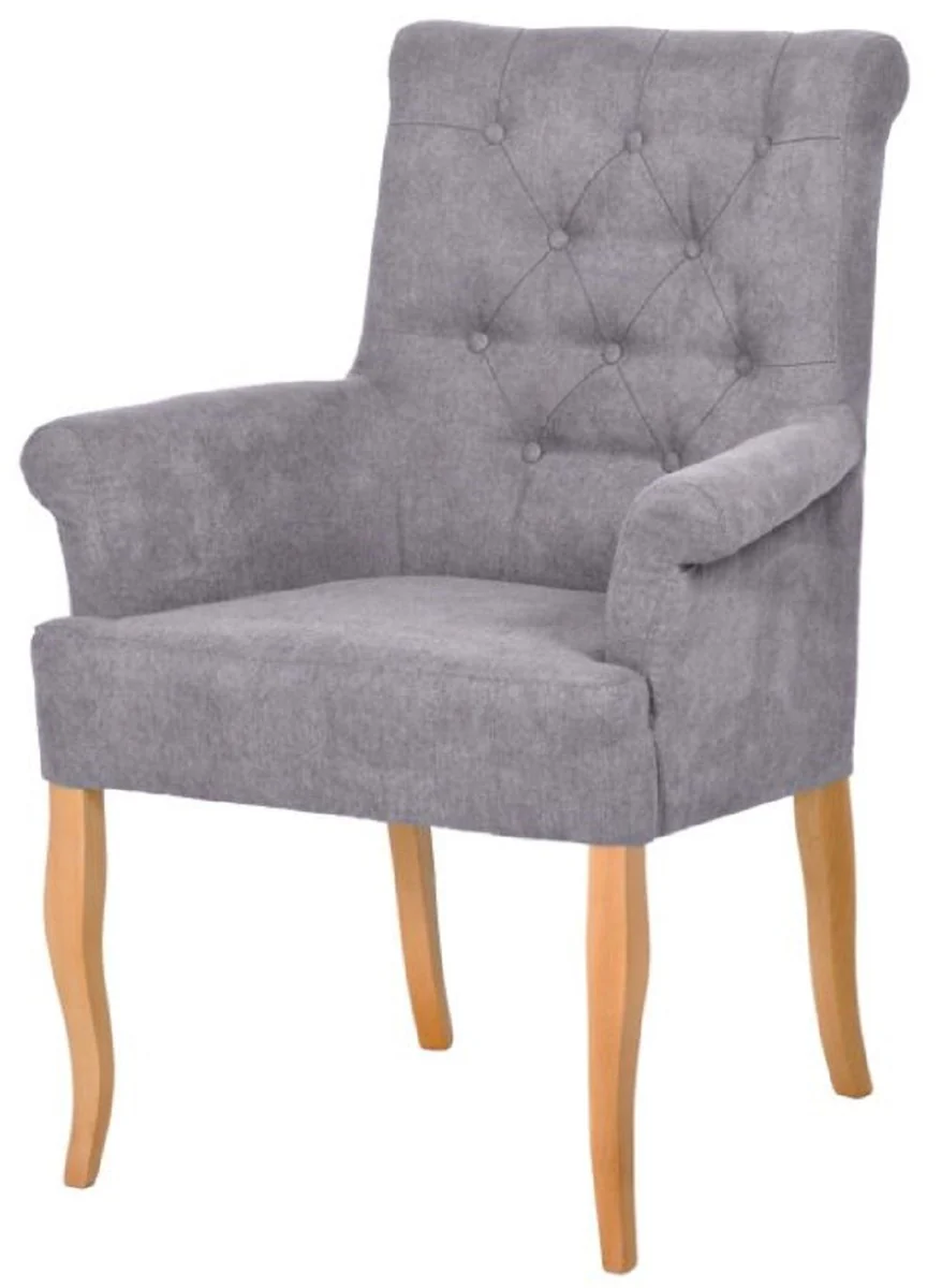 Chesterfield Neo Baroque Dining Room Chair Gray / Natural Colors - Kitchen Chair with Armrests - Dining Room Furniture - Chesterfield Furniture - Neo Baroque Furniture