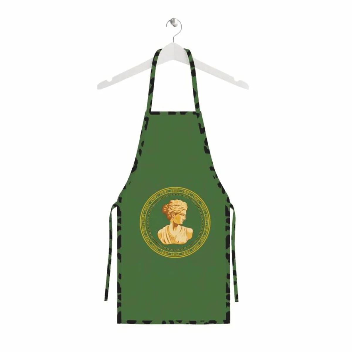Luxury kitchen apron / cooking apron baroque female bust green 80 cm