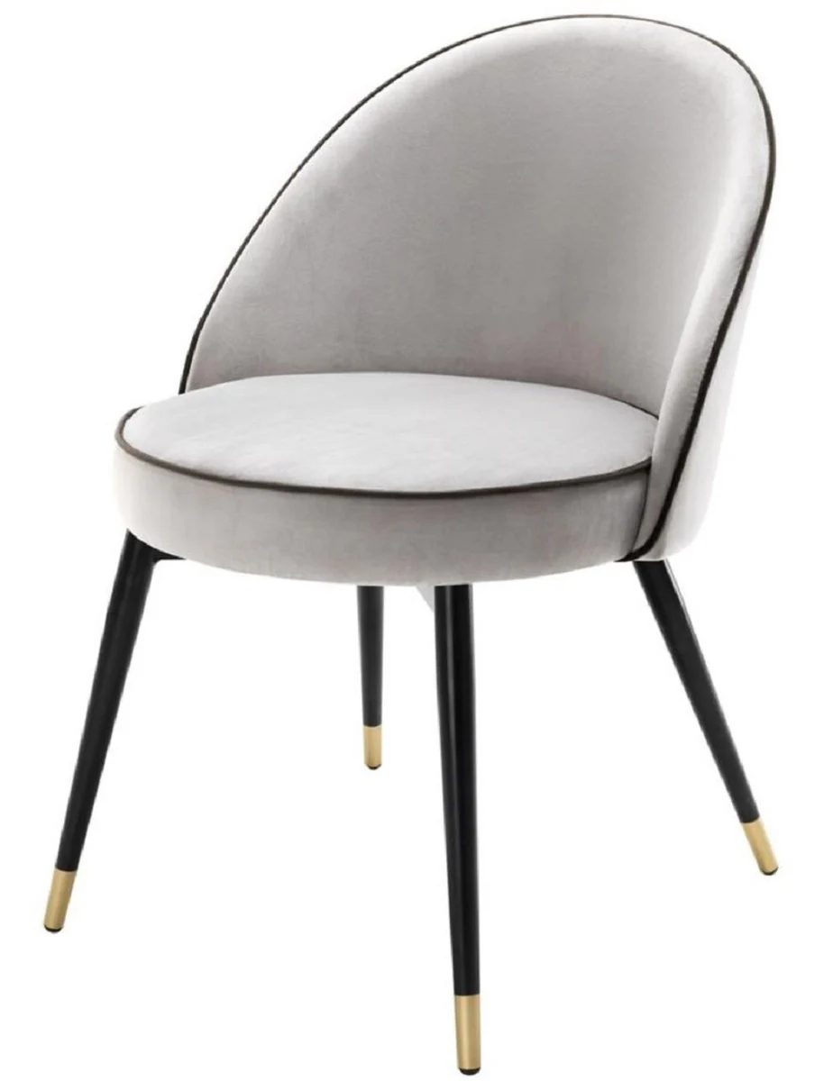 Luxury dining room chair set light gray / black / brass 55 x 64 x H. 83 cm - Dining room furniture - Luxury collection