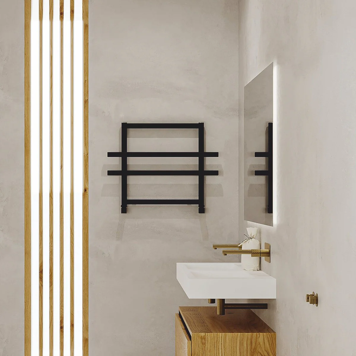 Luxury towel warmer black 60 x H. 45 cm - bathroom accessories