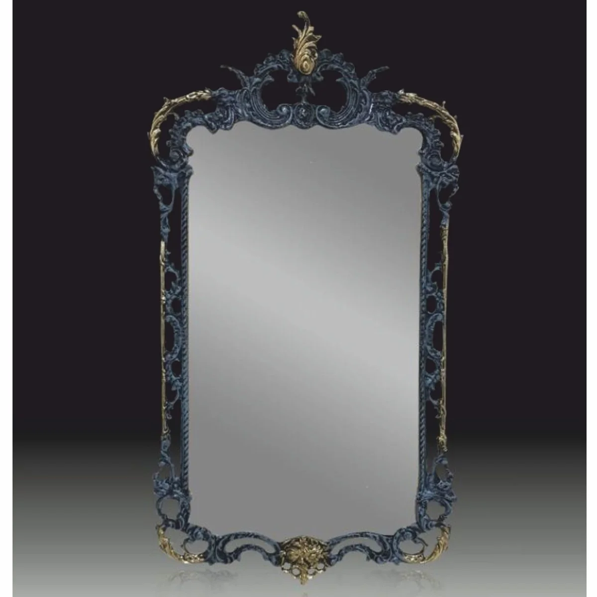 Luxury Baroque Bronze Mirror Blue / Gold H. 83 cm - Baroque Furniture