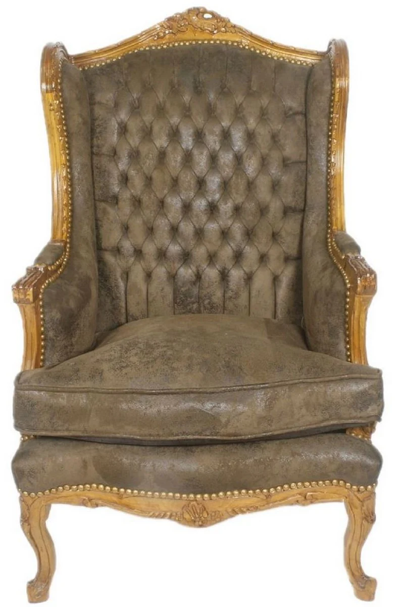 Baroque Chesterfield wing chair dark brown / brown 83 x 83 x H. 110 cm - Baroque furniture