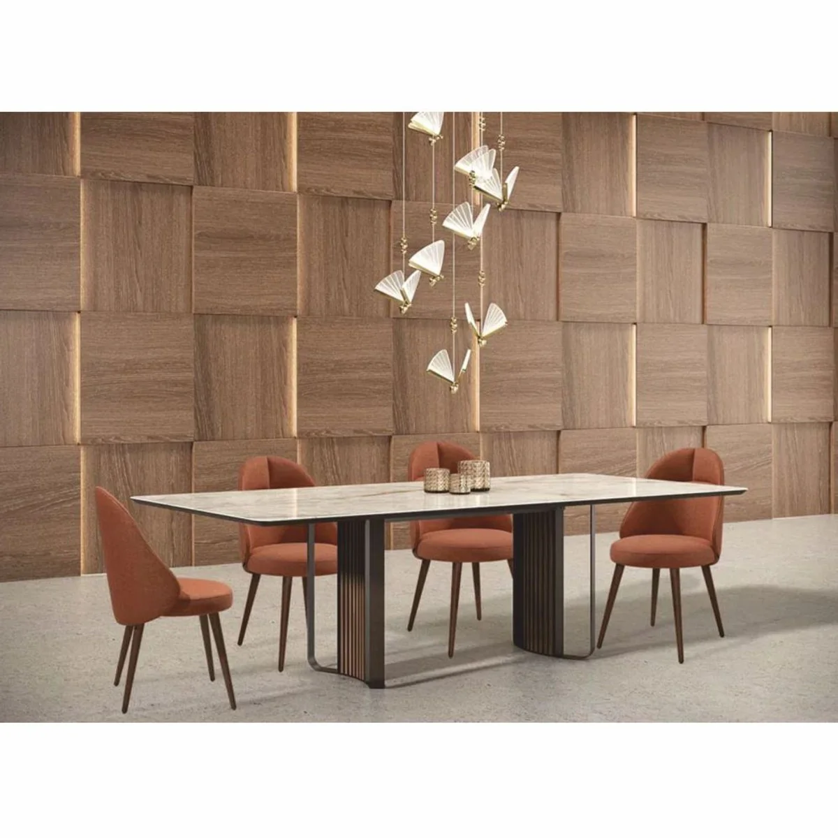 Luxury dining room chair set of 8 cognac colors / brown - dining room furniture