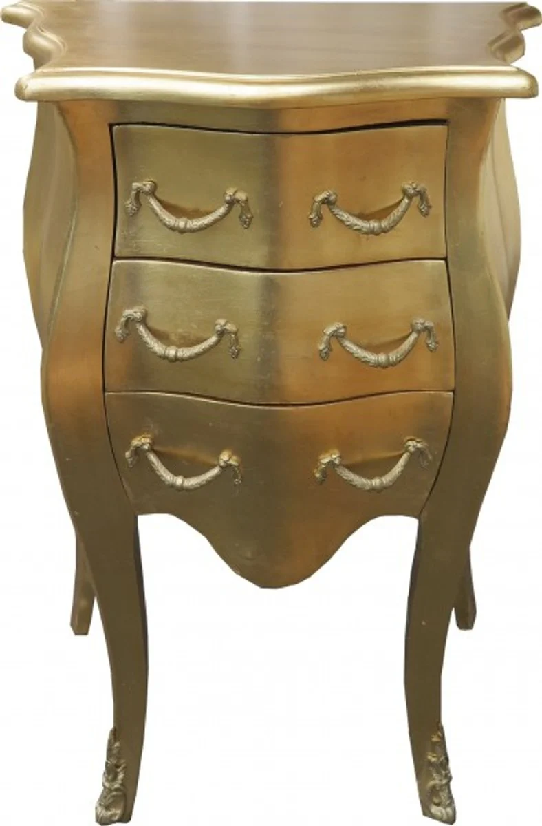 Baroque chest of drawers gold H 70 cm, W 50 cm - bedside table cabinet with 3 drawers