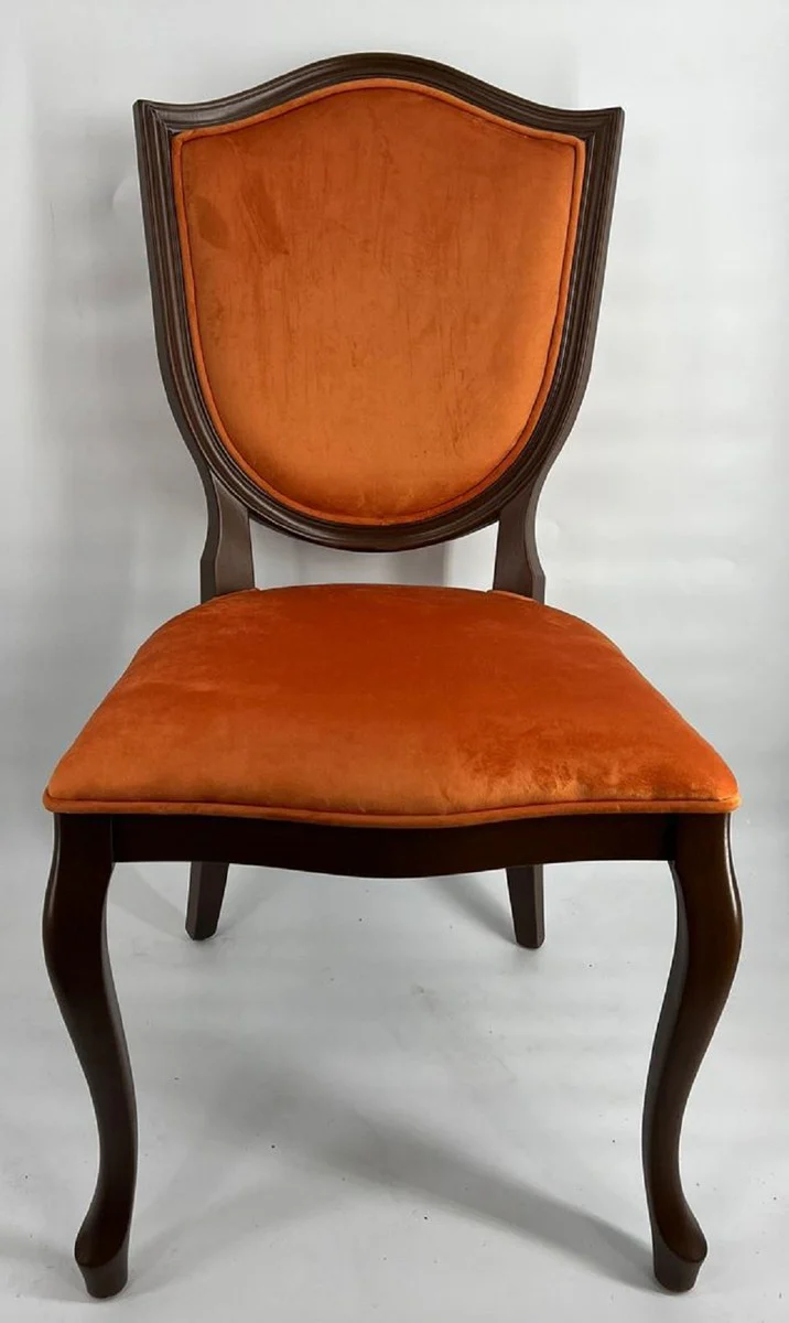 Art Deco Esszimmer Stuhl Orange / Dunkelbraun - Art Deco Massivholz Stuhl - Art Deco Esszimmermöbel - Art Deco Möbel - Art Deco Einrichtung - Möbel im Art Deco Stil