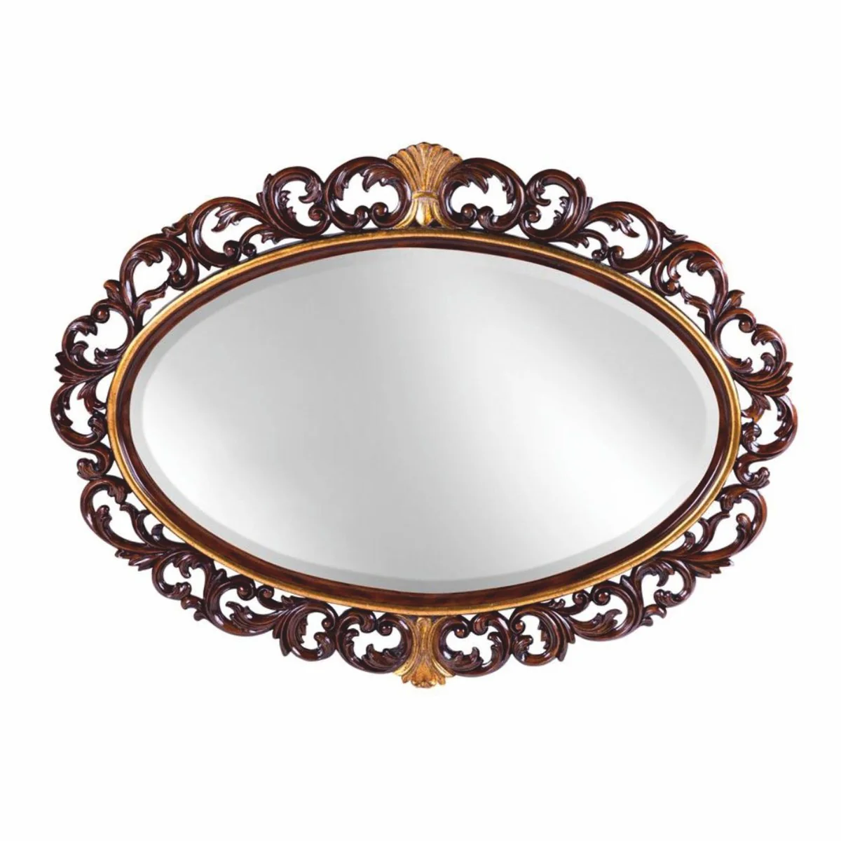 Luxury Baroque Mahogany Mirror Dark Brown / Antique Gold 135 cm - Baroque Furniture