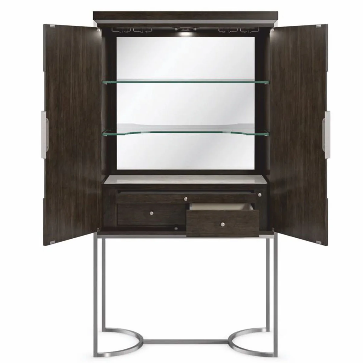 Luxury bar cabinet / wine cabinet brown / silver H. 198 cm - bar furniture