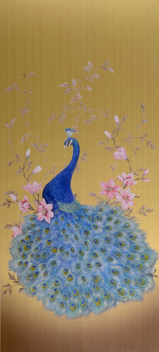 Harald Glööckler designer baroque non-woven wallpaper 58511 - peacock - gold / multicolored