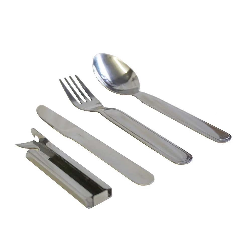 Set cubiertos HOSA CAMPING 4 PIEZAS con abridor