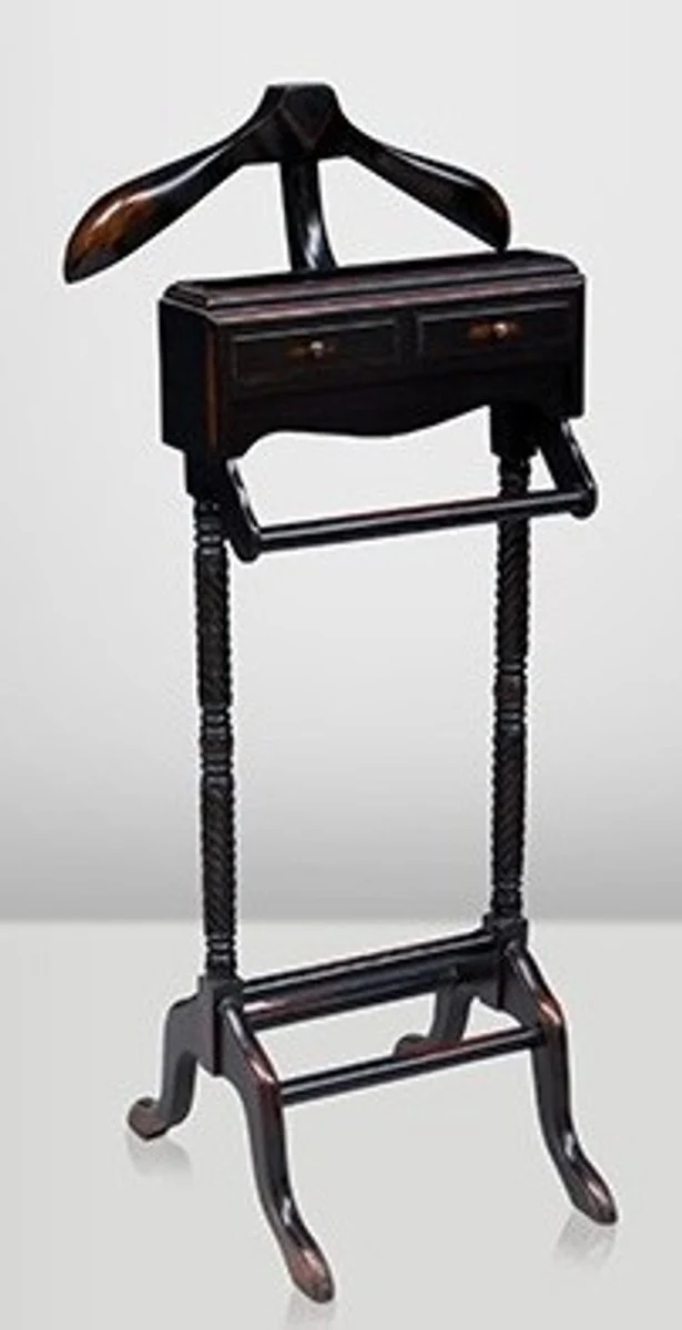 Designer luxury wardrobe stand made of solid wood antique style black / brown - Dressboy - clothes rack suit stand