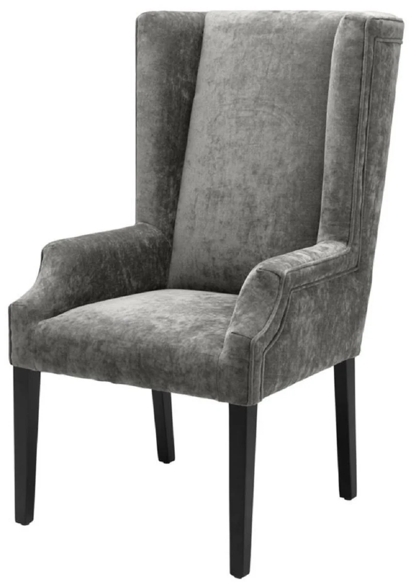 Luxury dining room chair gray / black 63 x 76 x H. 115 cm - high-back dining chair with armrests