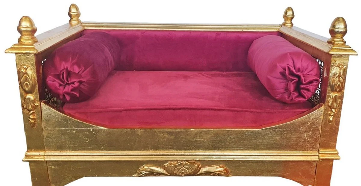 Baroque dog bed burgundy red / gold - magnificent antique style dog bed - handmade dog furniture in baroque style - antique style animal furniture - baroque animal furniture