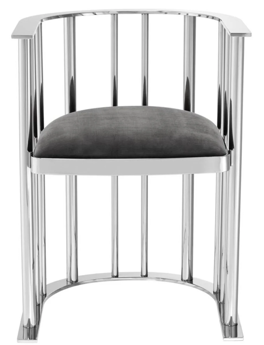 Designer chair with armrests silver / dark gray 54.5 x 53 x H. 68 cm - designer furniture