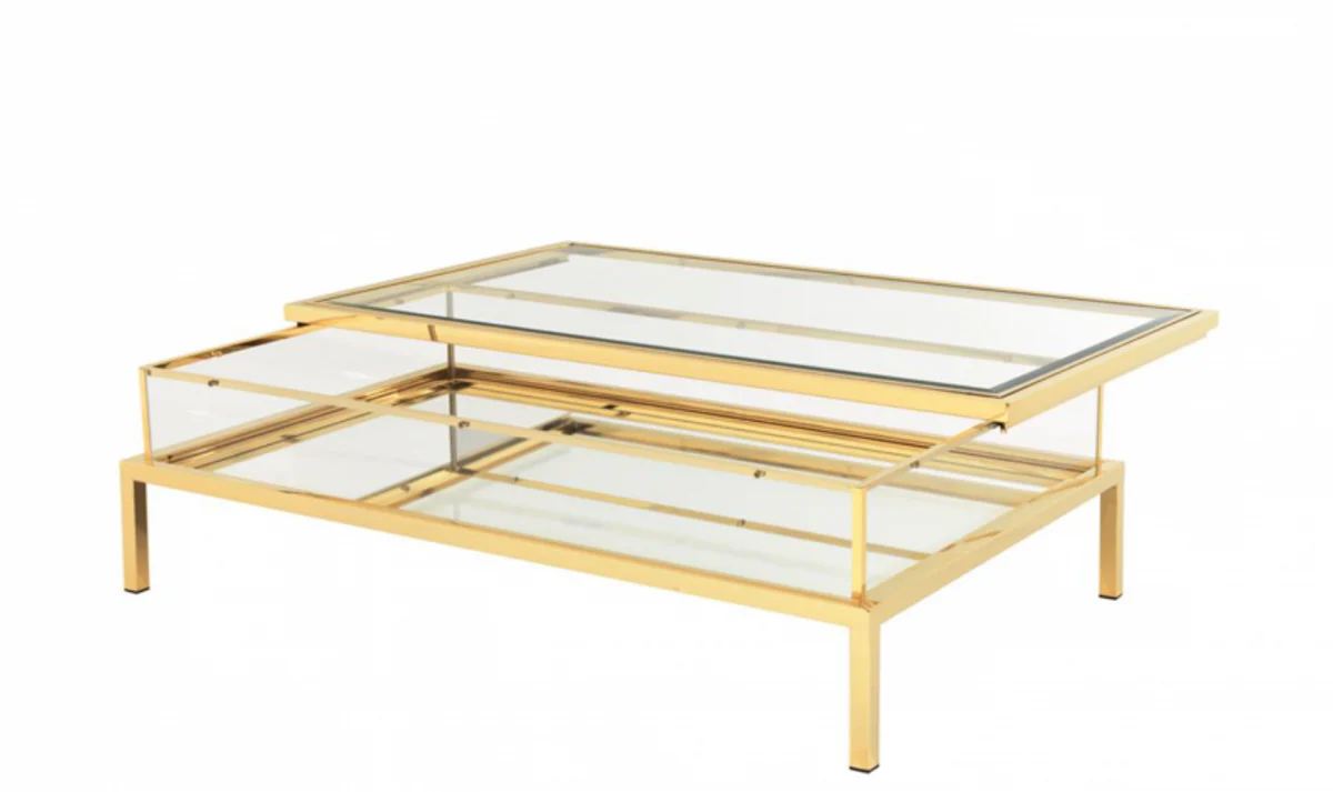Luxury Art Deco designer coffee table gold 140 x 85 x H. 41 cm - living room salon table - designer table furniture