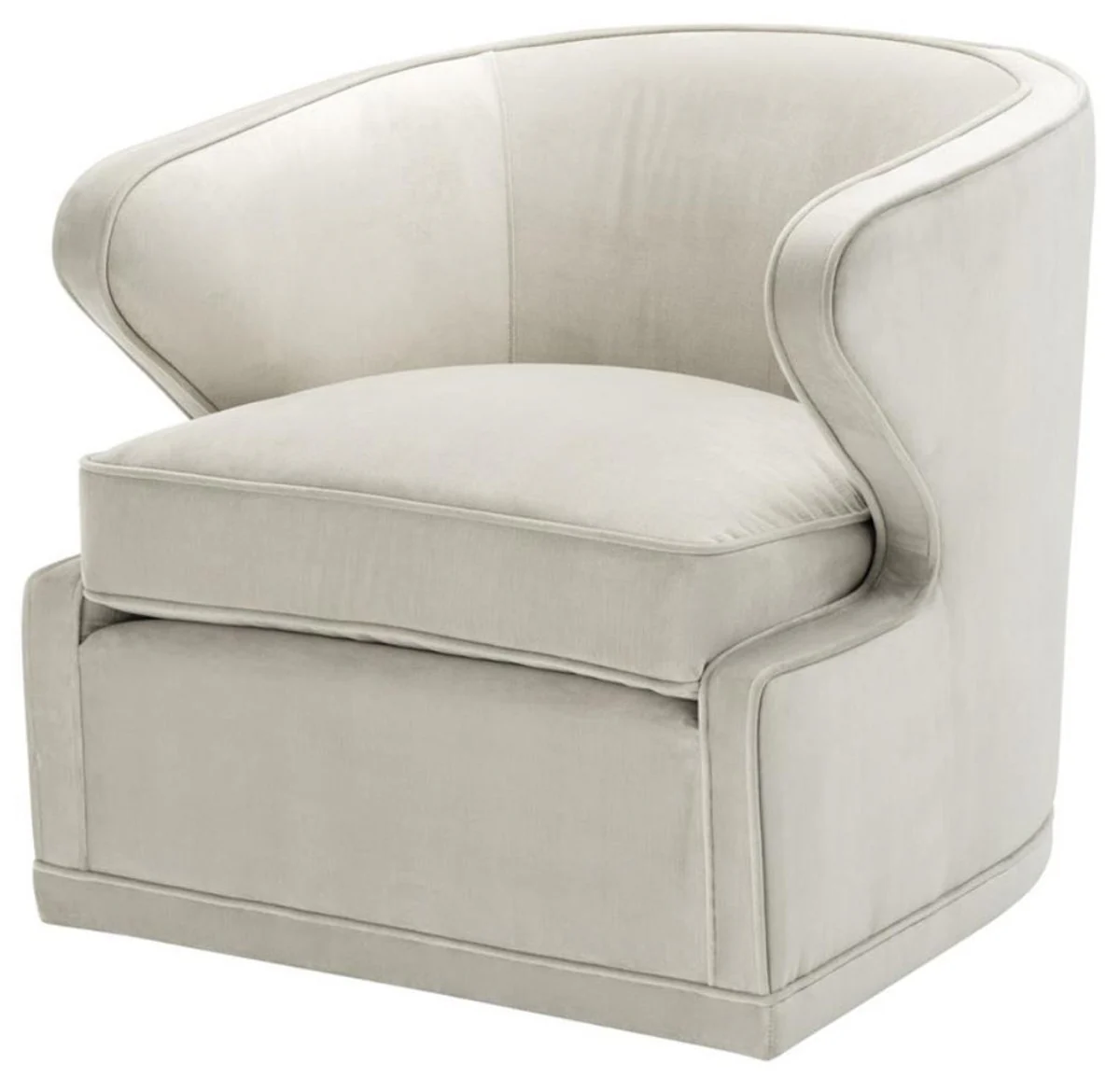 Wohnzimmer Sessel / Drehsessel Hellgrau 75 x 80 x H. 73 cm - Luxus Wohnzimmermöbel