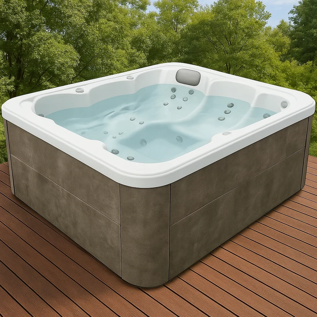 Feste Whirlpools 215x215x95 cm 4 Sitze rechteckig weiß/grau vIqfKQt392Pv