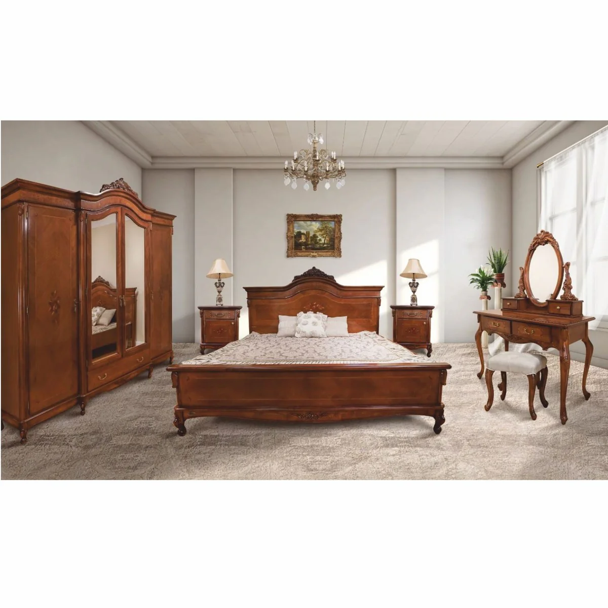 Luxury Baroque Bedroom Cabinet Dark Brown 248.5 cm - Baroque Bedroom Furniture