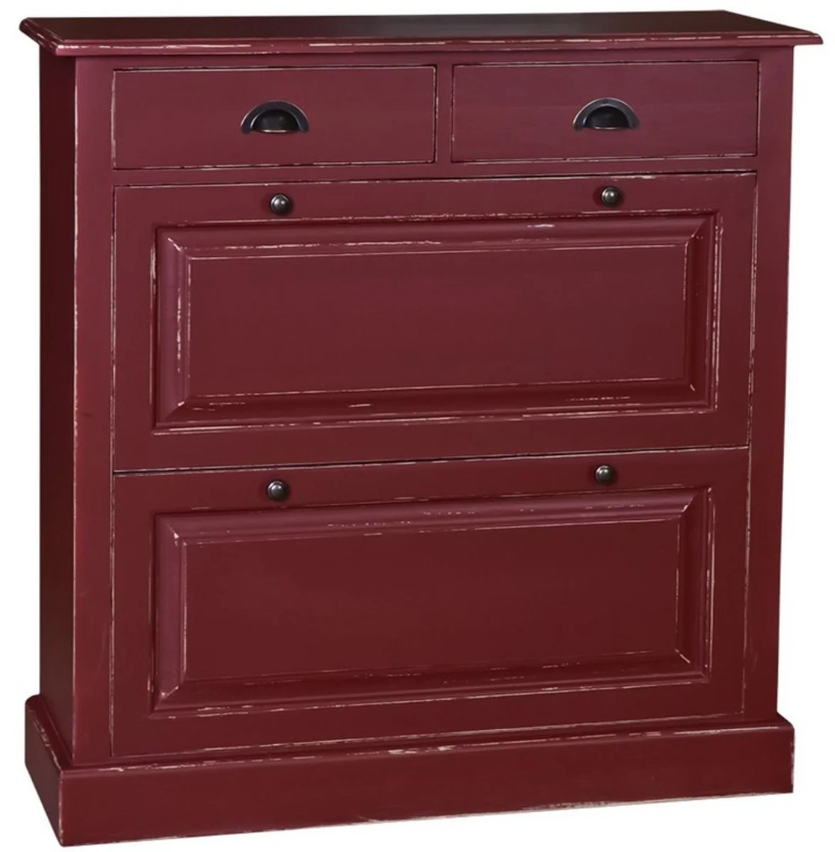 Country house style solid wood shoe cabinet antique burgundy red 103 x 35 x H. 105 cm - country house style wardrobe furniture