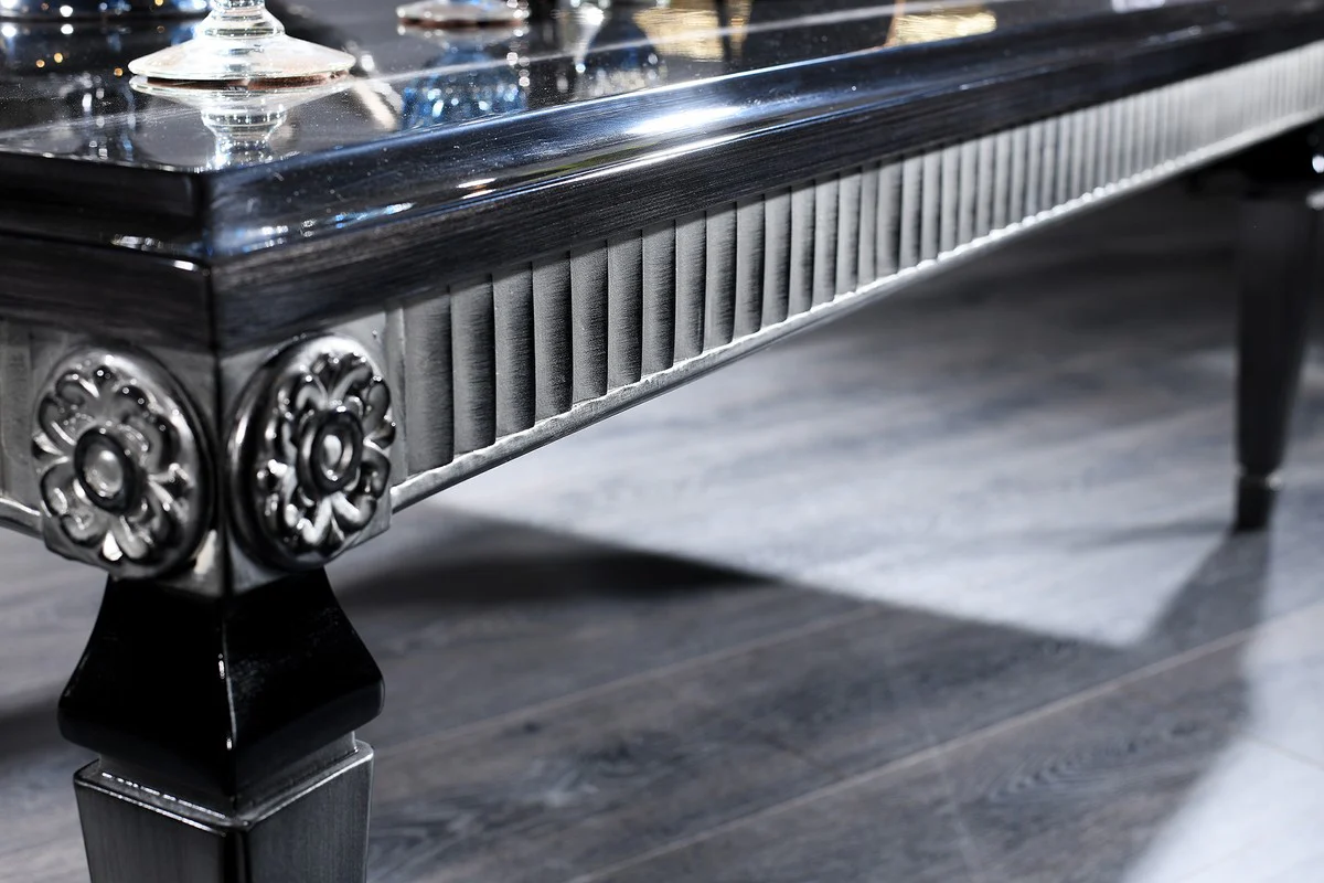 Luxury baroque coffee table black / silver 130 x 79 x H. 43 cm - living room table in baroque style