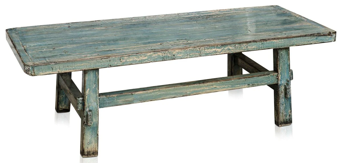 Country house style coffee table antique style blue 140 x 54 x H. 43 cm - country house style living room furniture