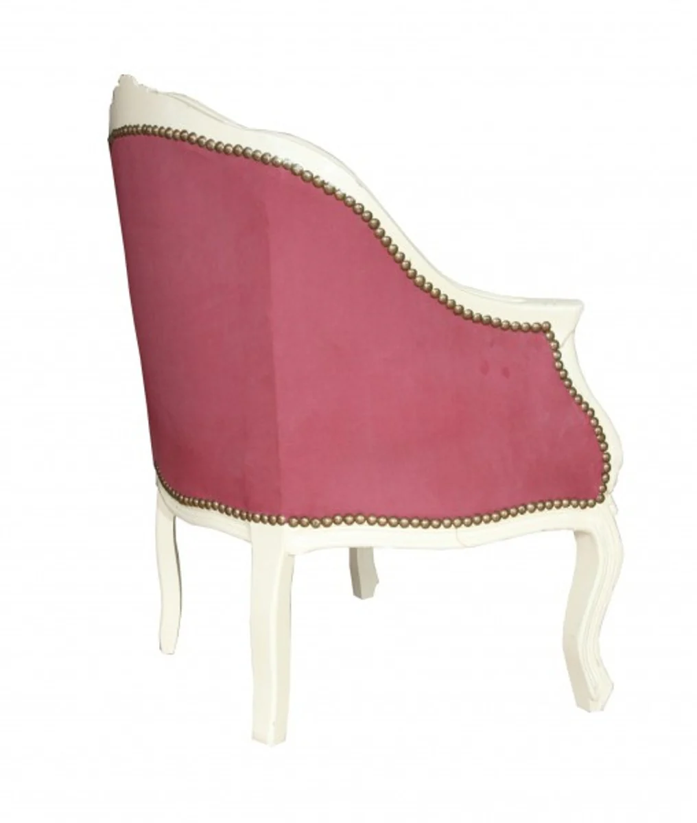 Barock Damen Salon Sessel USA Design / Creme - Möbel Antik Stil- USA Flagge