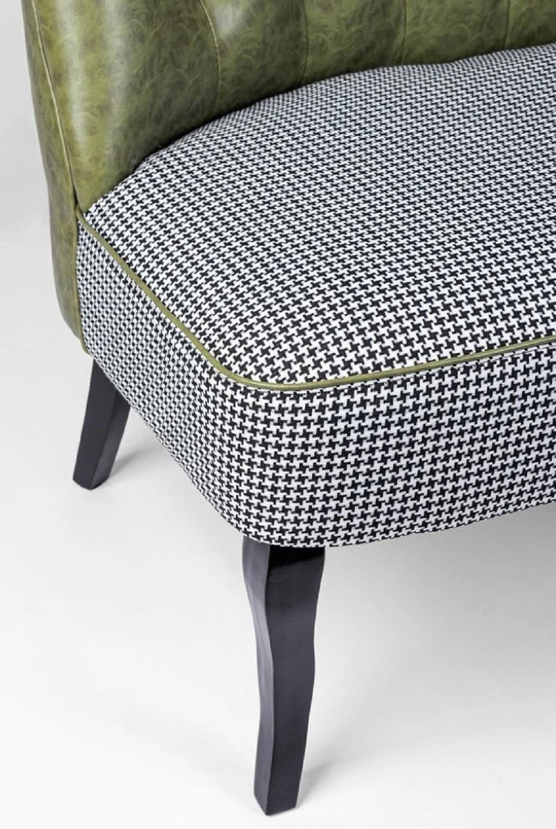 Luxury Chesterfield faux leather sofa dark green / white / black 136 x 66 x H. 76 cm - living room sofa - living room furniture - Chesterfield furniture - luxury furniture - luxury furnishings