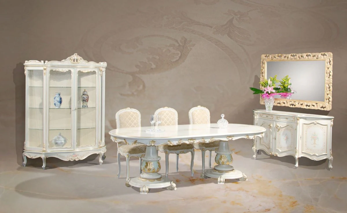 Luxury Baroque display cabinet white / cream / multicolored / gold - Handmade display cabinet with 2 doors - Magnificent Baroque furniture - Luxury quality - Made in Italy