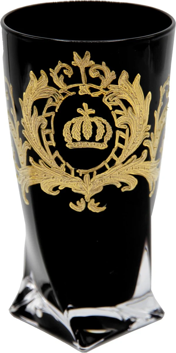 Pompöös by Luxus water glass with 24 carat gold plating black / gold Ø 8 x H. 13.5 cm - Pompöös drinking glass designed by Harald Glööckler