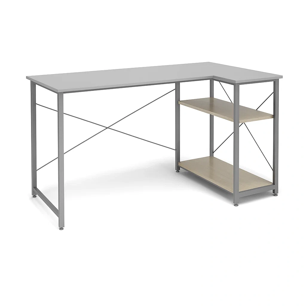 Moderner Schreibtisch mit Regalsystem aus Metall und Holz, 120 x 60 x 75 cm, Grau - eyyjwMj296IU