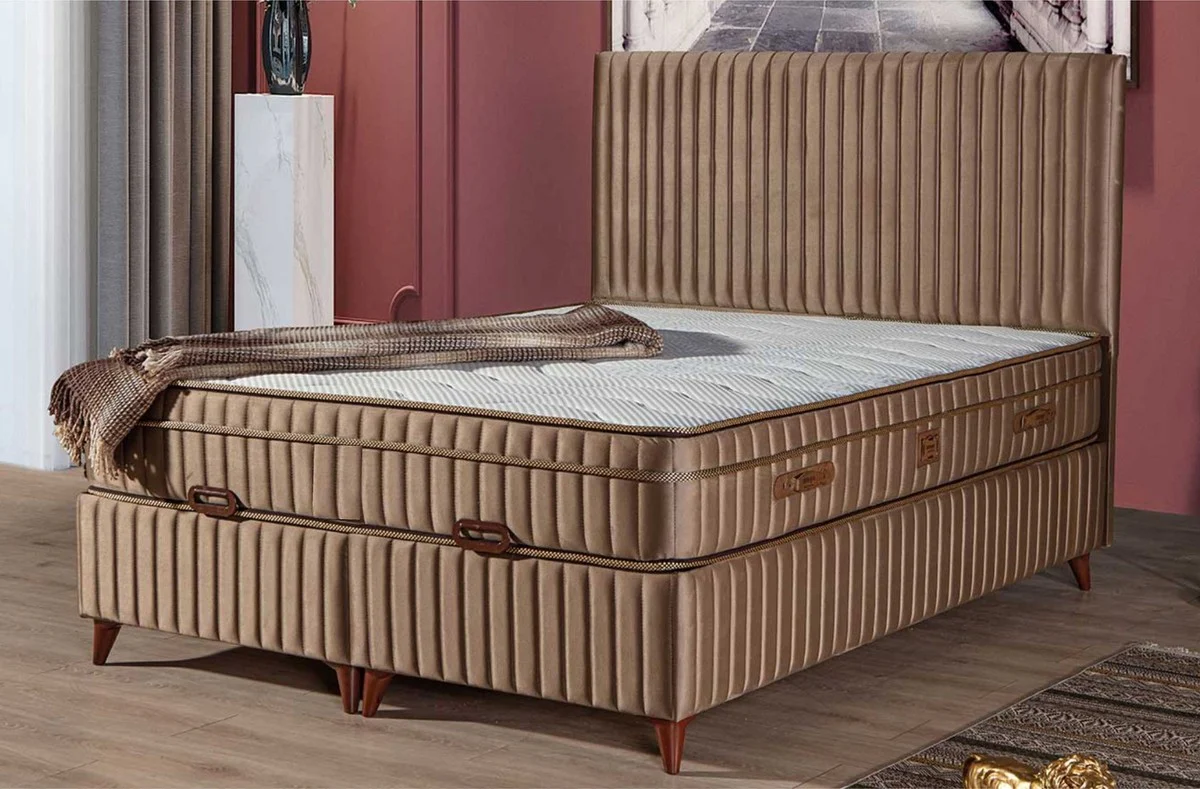 Luxury double bed with mattress brown 180 x 200 cm - Bedroom furniture
