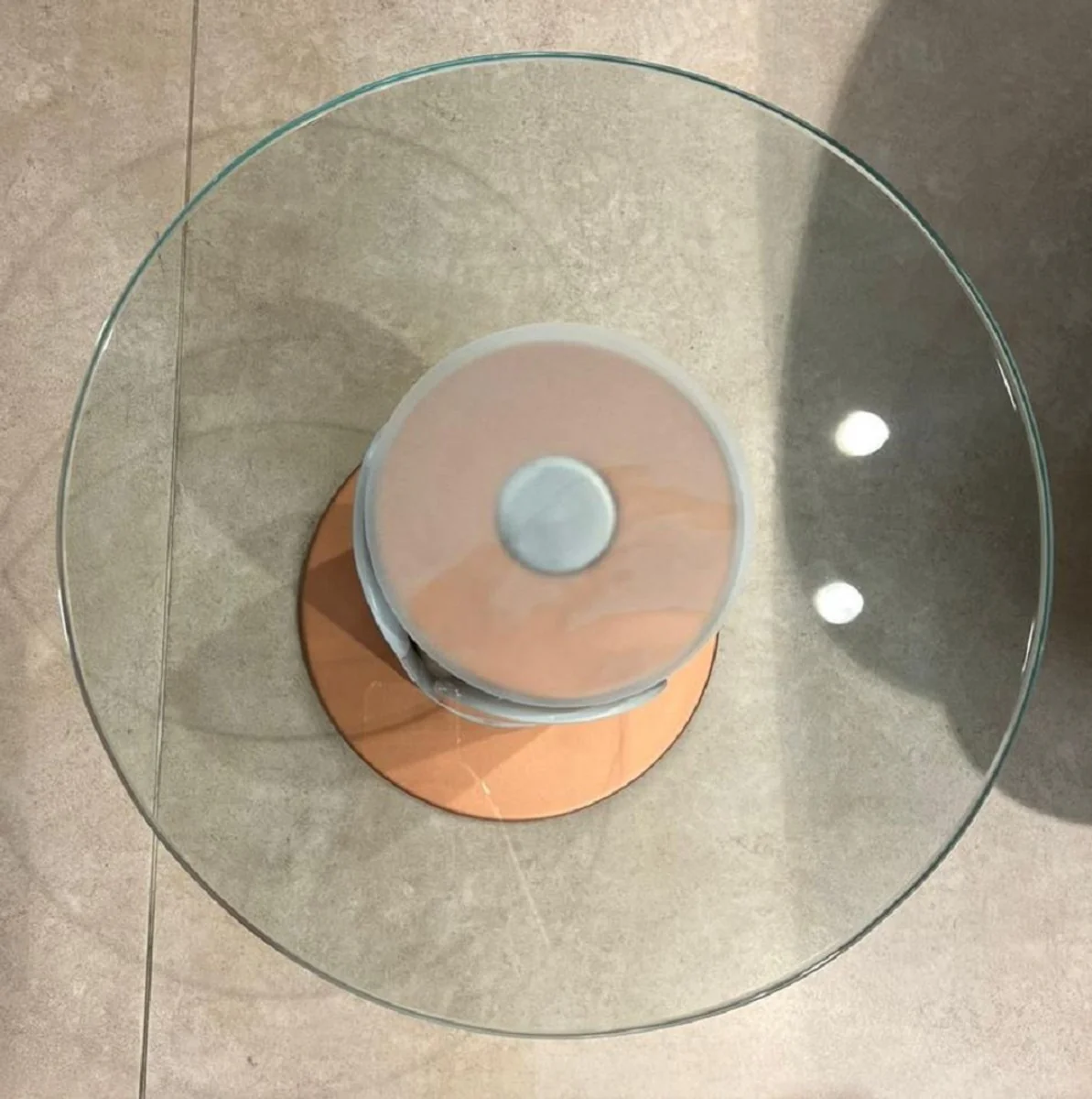 Luxury side table white / copper Ø 40 x H. 40 cm - Round table with glass top - Living room furniture - Hotel furniture - Luxury furniture