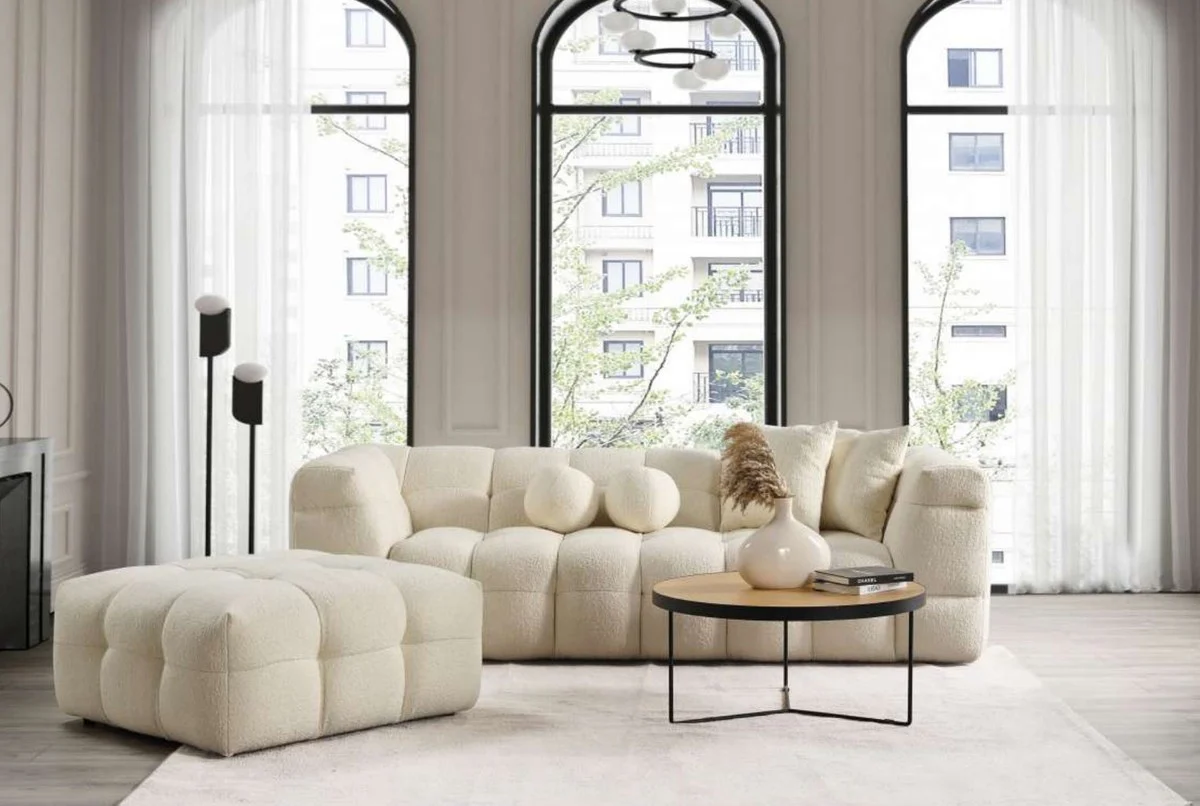 Luxury sofa cream 235 x 75 x H. 100 cm - living room sofa - hotel sofa - living room furniture - hotel furniture - luxury furniture - luxury furnishings - living room furnishings