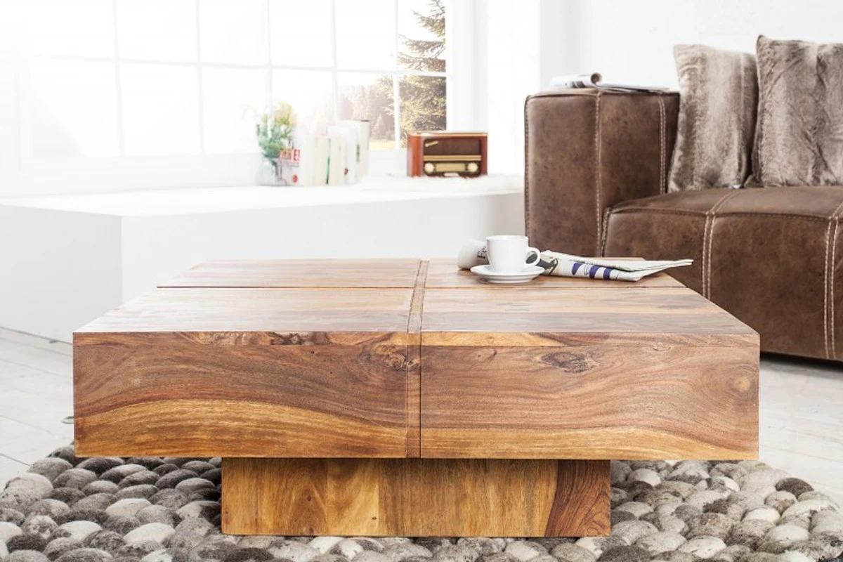 Designer solid wood coffee table natural 80 x 30 cm - salon living room table