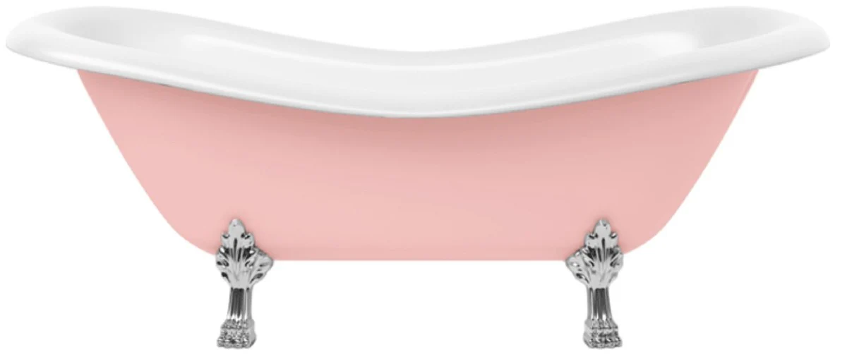 Art Nouveau bathtub pink / white / silver 188 cm - Freestanding retro style bathtub