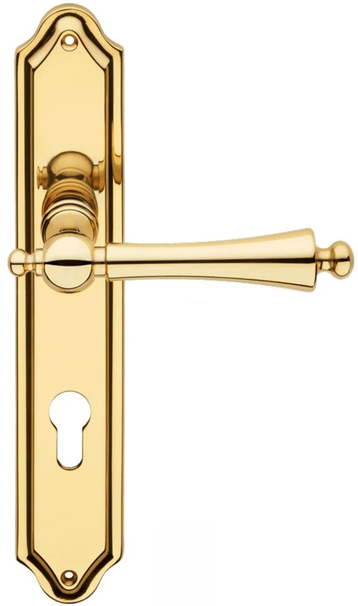 Luxury Art Nouveau door handle set brass colored 13.5 x H. 26.3 cm - Elegant door handles with plates - Luxury quality - Made in Italy