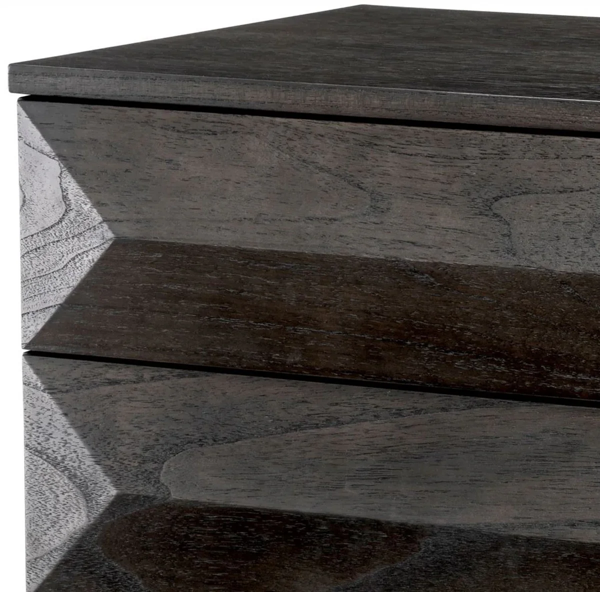 Luxury bedside table mocha / brass 64 x 48 x H. 72 cm - Solid wood side table with 3 drawers - Bedroom furniture - Luxury furniture - Luxury furnishings - Luxury furniture