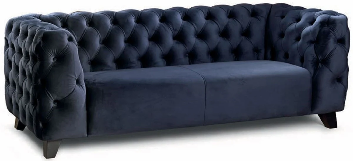 Luxury Chesterfield 3 seater sofa blue / black 217 cm