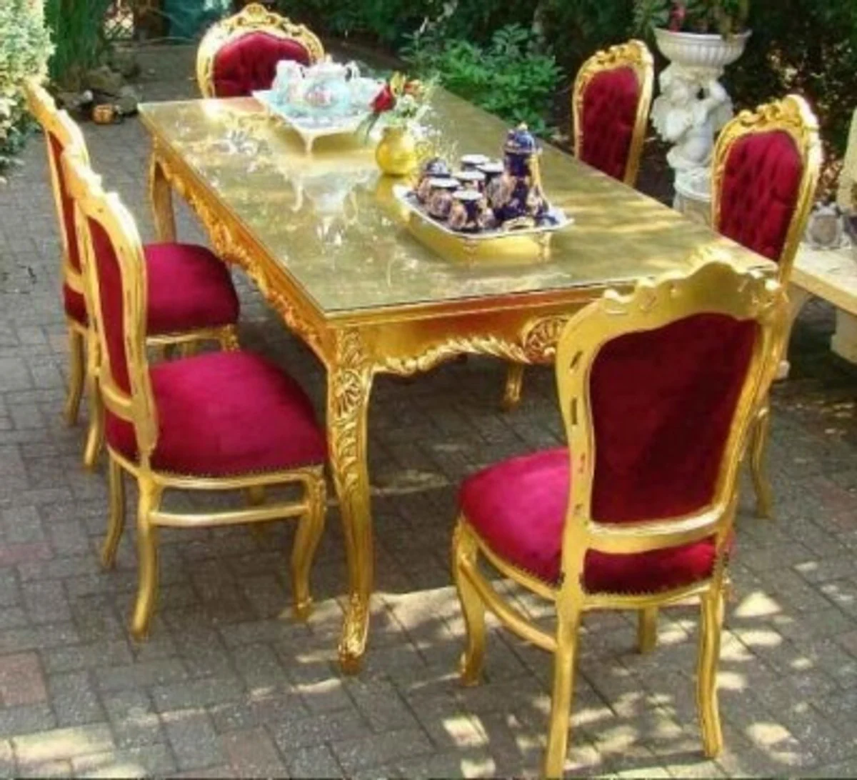 Baroque dining room set Bordeaux/Gold - dining table + 6 chairs